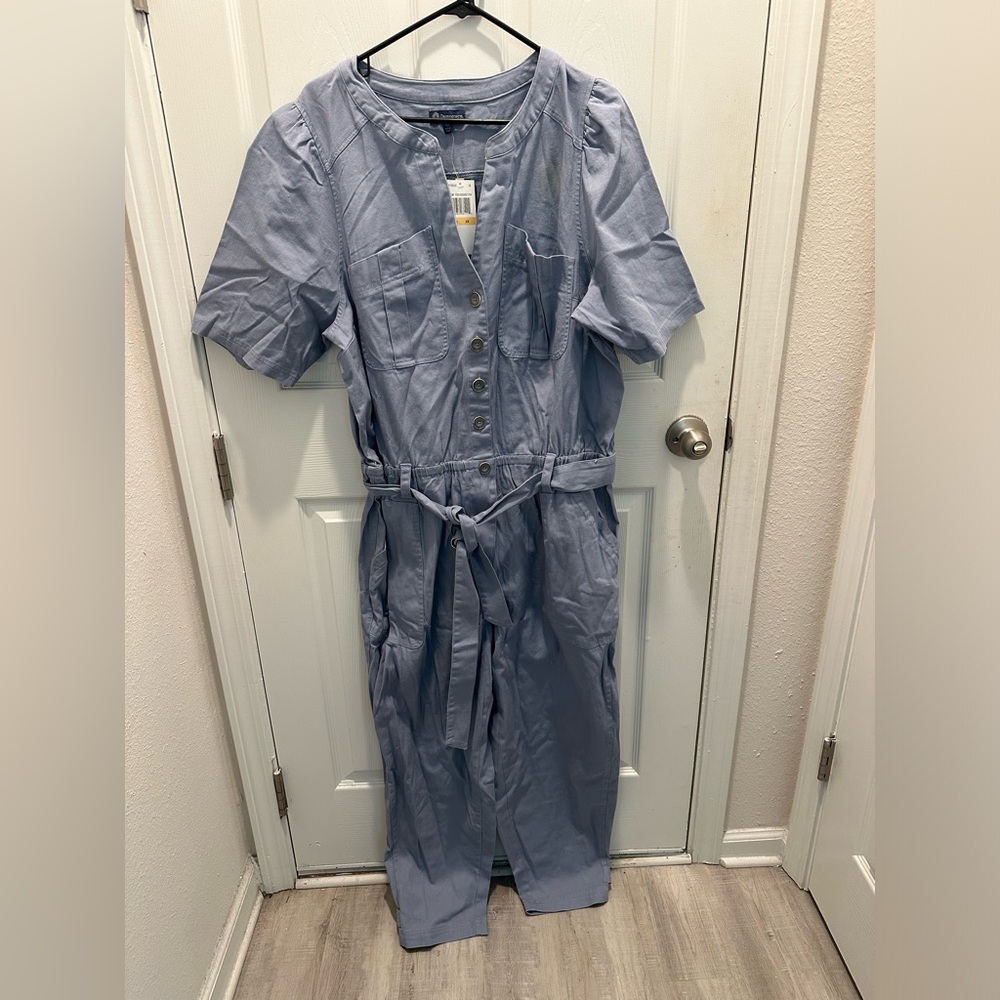 Democracy Light Blue Button-Front Utility Jumpsuit (with imperfections)